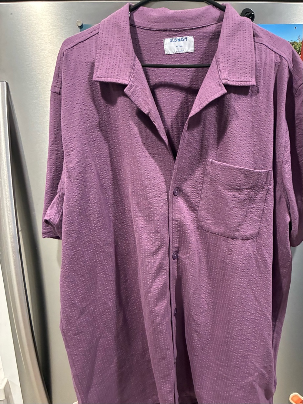 Old Navy Men's Lavender Short-Sleeve Button-Down Shirt